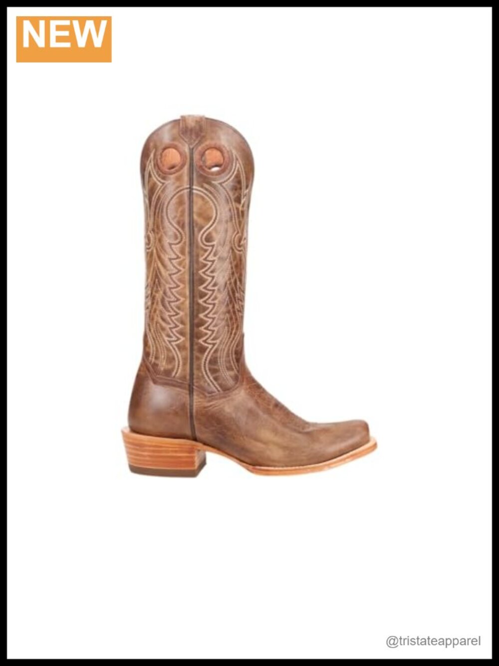 Embroidered Pull-On Square Toe Mid Calf Low Heel Casual Boots - Leather